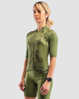JERSEY ALPES TOPOGRAPHIC GREEN SLIM FIT MUJER